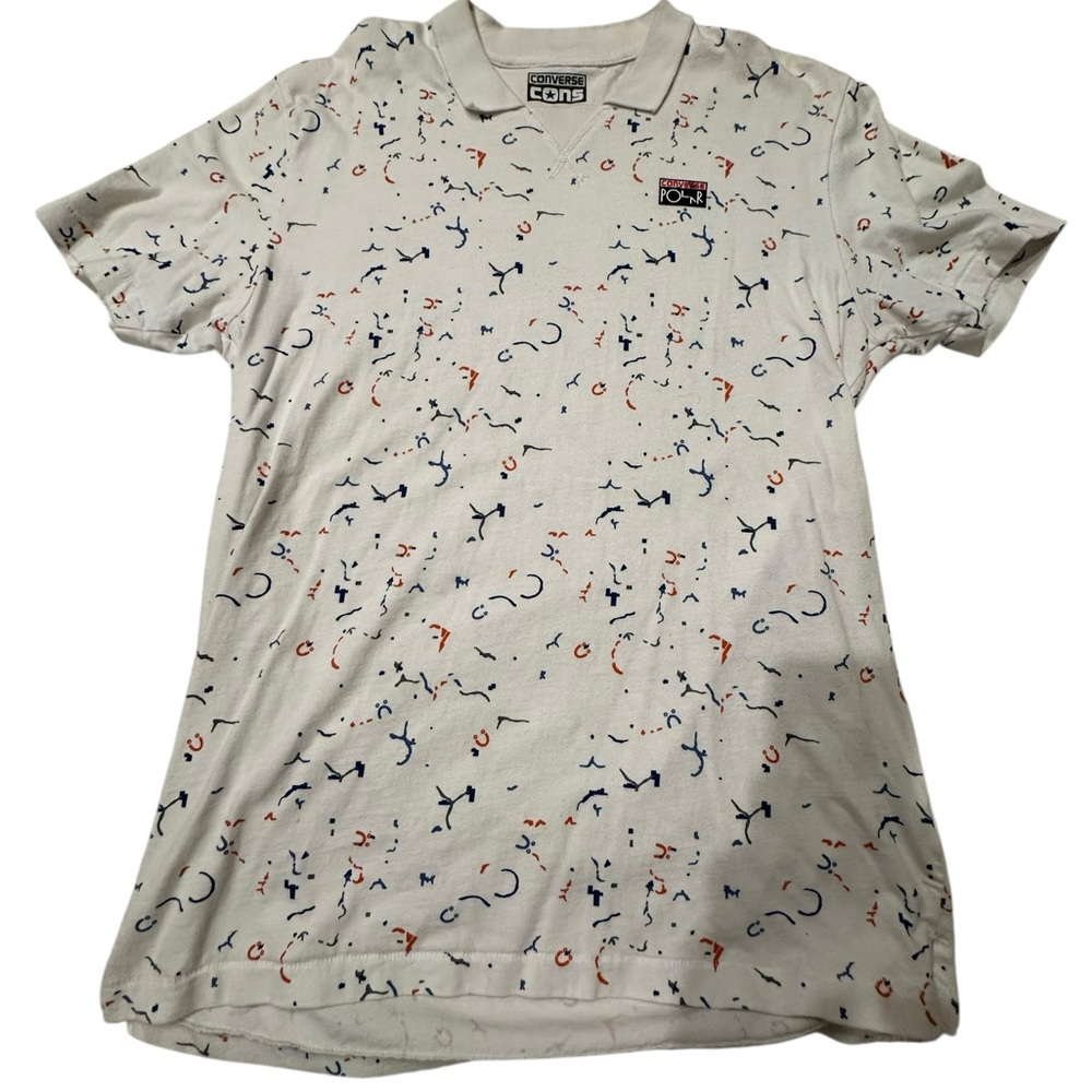 Converse White Polo Shirt with Red and Blue Accents